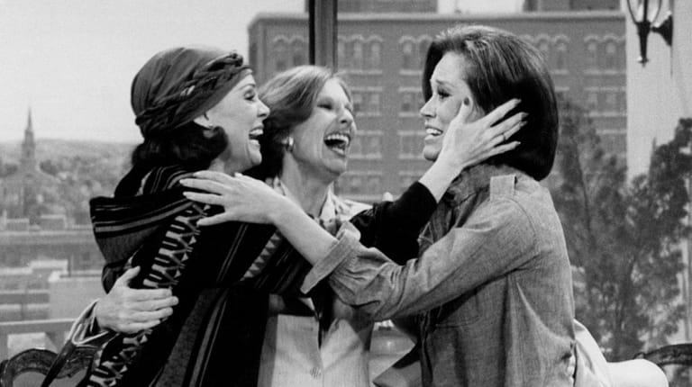 From left, Valerie Harper, Cloris Leachman and Mary Tyler Moore on...