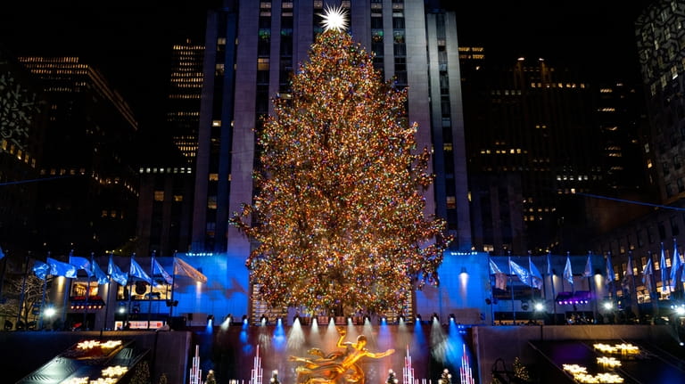 See more than 50,000 multi-colored lights on the Rockefeller Center...