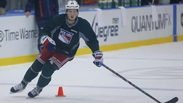 Danny Kristo skates during Rangers training camp at the MSG...