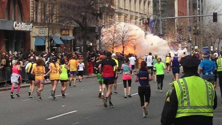 The moment the second explosion occurred near the finish line...