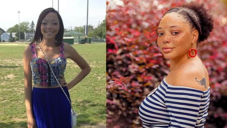 Brea Baker in 2012, left, and now.