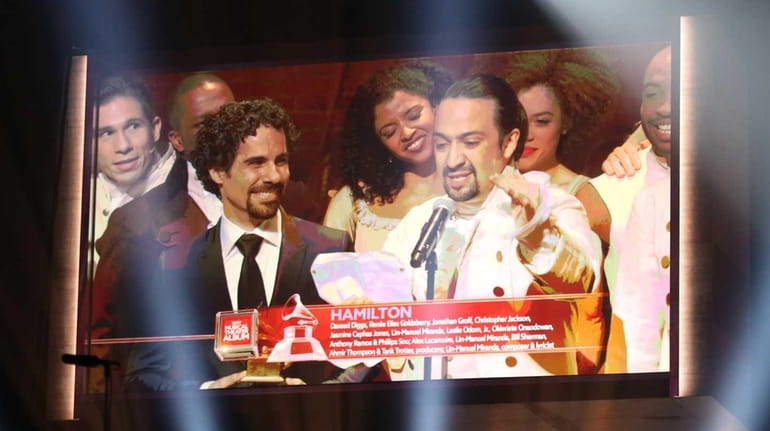 "Hamilton" composer and star Lin-Manuel Miranda raps his acceptance speech...
