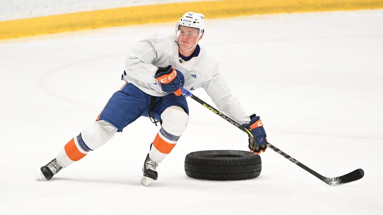 Islanders forward Kyle MacLean skates during Prospect Development Camp at...
