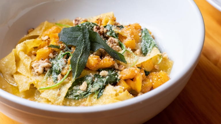 Butternut squash with house made pappardelle with brown butter sage,...