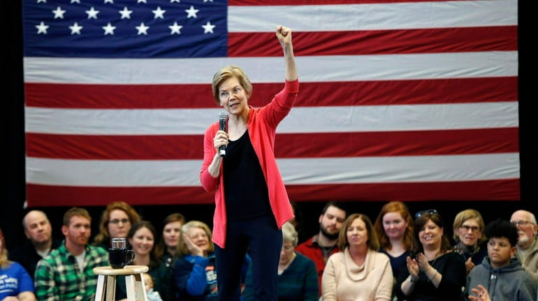 Sen. Elizabeth Warren, D-Mass., speaks during an organizing event at...