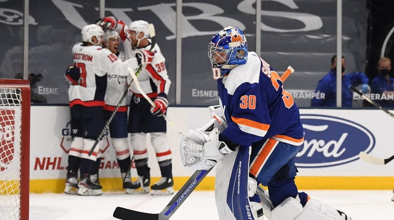 Islanders goaltender Ilya Sorokin returns to the net as the...