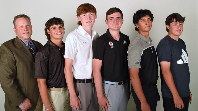 The 2023 Newsday All-Long Island boys golf team. From left:...