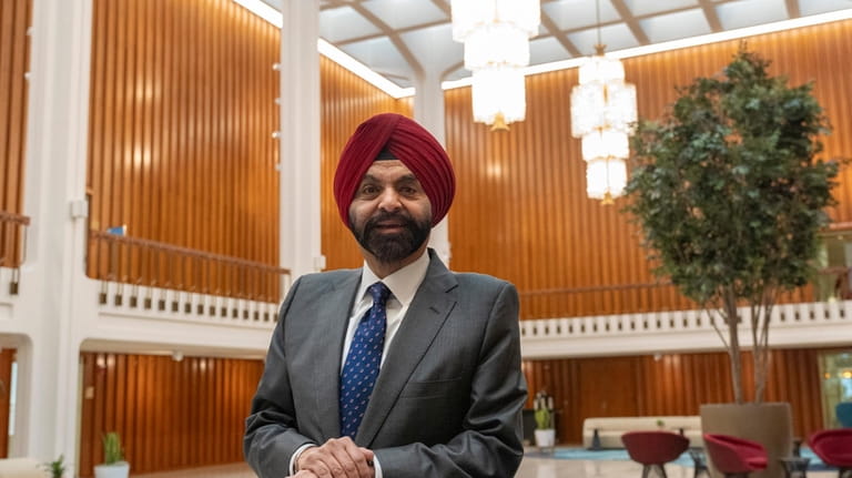 World Bank President Ajay Banga poses for a portrait after...
