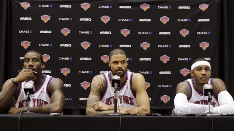 From left, New York Knicks forward Amare Stoudemire, center Tyson...