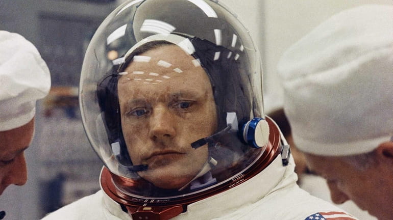 Astronaut Neil Armstrong in space suit in 1969.