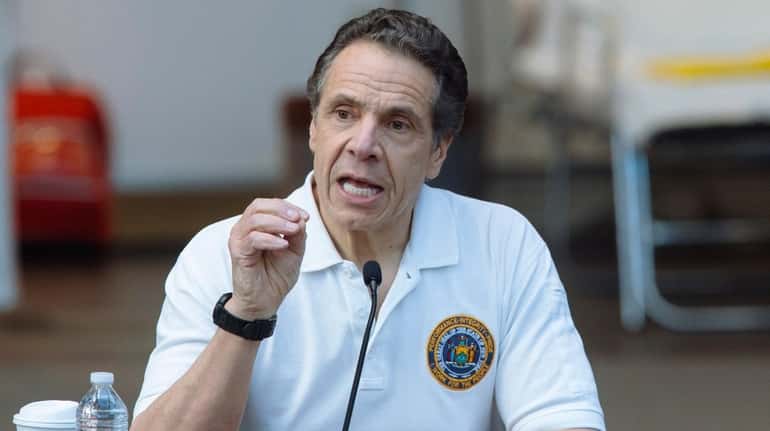 Andrew Cuomo, governor of New York, speaks during a news...