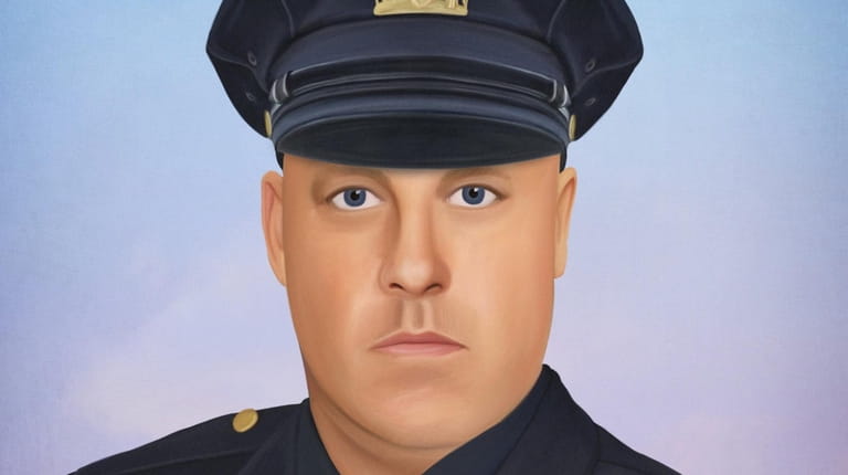 A sketch of fallen NYPD Det. Brian Simonsen is seen...