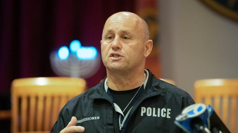 Nassau County Police Commissioner Patrick Ryder speaks at a news conference...
