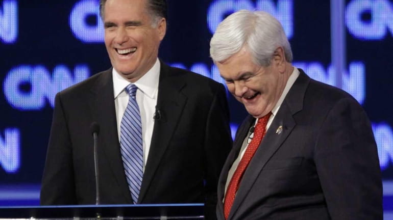 Republican presidential candidates, former Massachusetts Gov. Mitt Romney and former...
