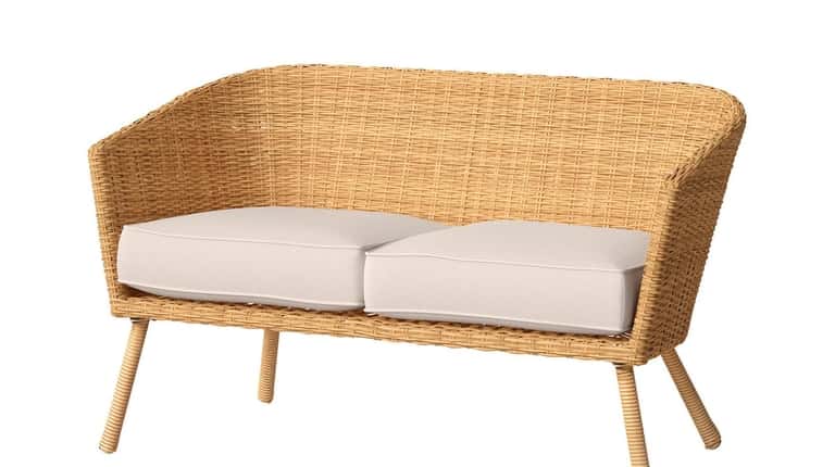 Wicker patio love seat; $420 at Target.