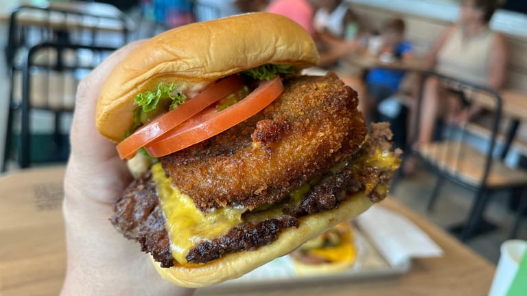 The stack burger at Shake Shack's newest location in Oceanside...