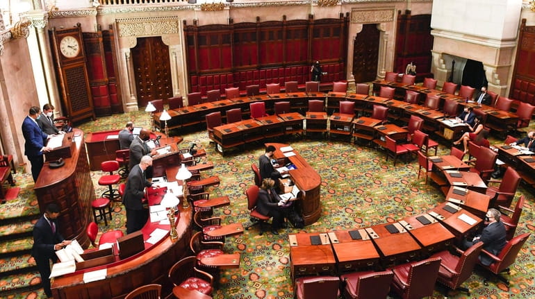 View of the Senate Chamber floor during a legislative session...