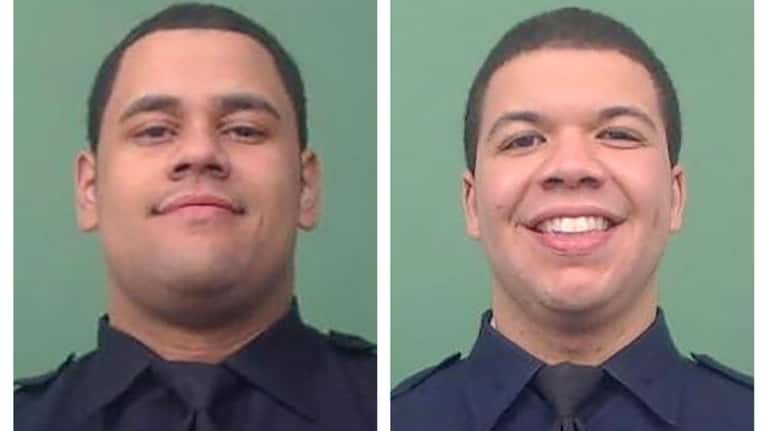 NYPD Officers Wilbert Mora, left, and Jason Rivera.