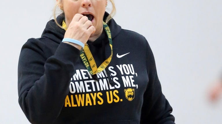 Baylor head coach Nicki Collen watches during practice ahead of...