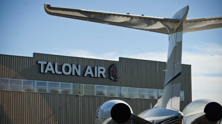 Talon Air's hangar at Republic Airport in East Farmingdale is...