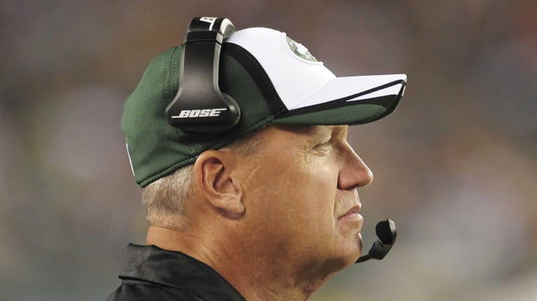 Jets head coach Rex Ryan watches his team play in...