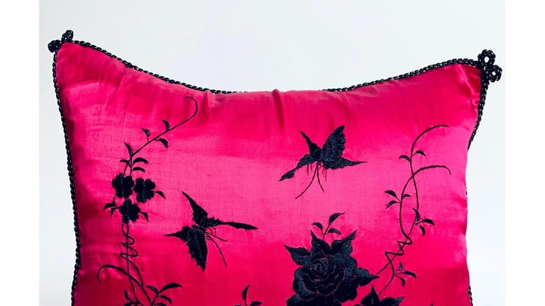Vintage Silk Butterflies Pillow.