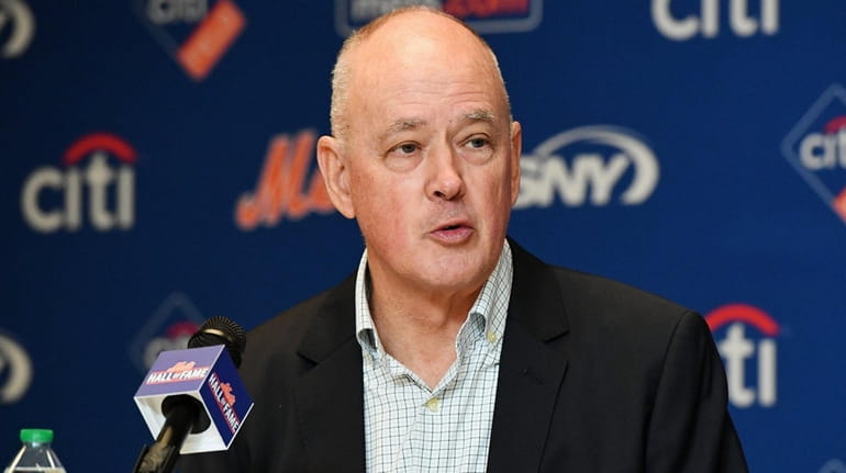 Mets president Sandy Alderson at a news conference at Citi Field...