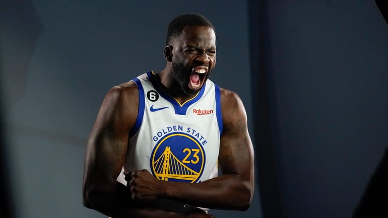 Golden State forward Draymond Green poses for a photograph during...