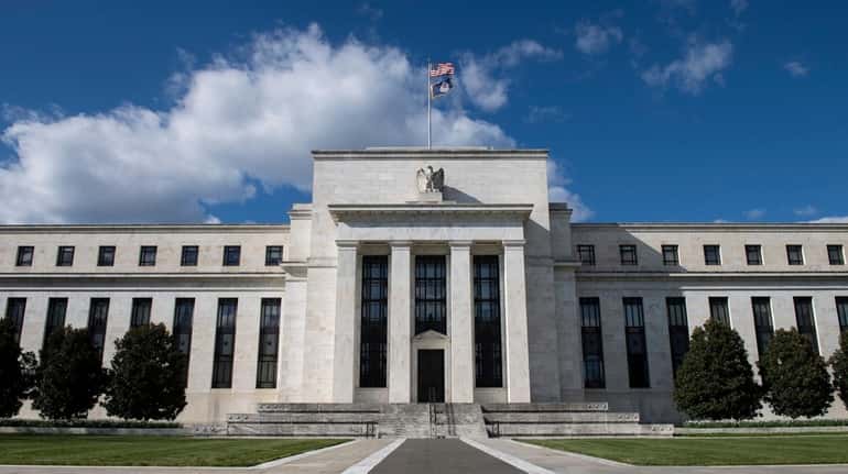 The Federal Reserve building is pictured in Washington on Thursday,...