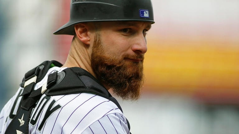Rockies catcher Jonathan Lucroy at Coors Field on Oct. 1,...