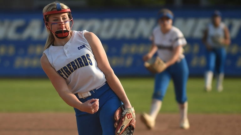 Molly Silecchia #3, Kellenberg pitcher, delivers to the plate during...