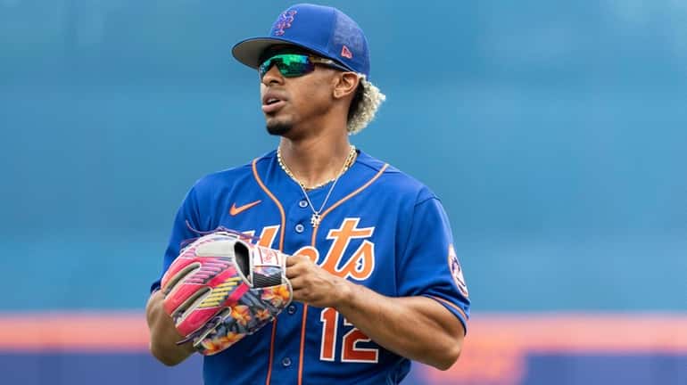 Mets infielder Francisco Lindor before a spring game against the...