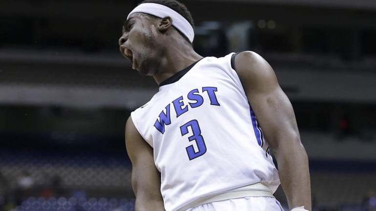Plano West's Soso Jamabo (3) celebrates after a score against...