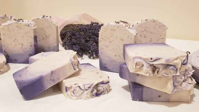 Lavender soap made at Ronkonkoma-based home business Soap Yourself Happy...