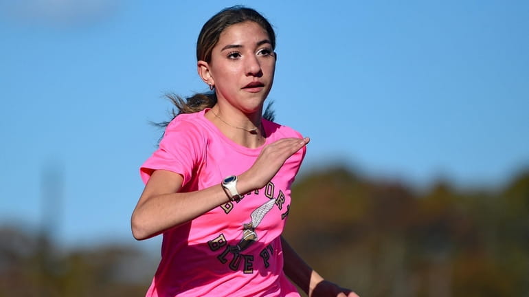 Sophia McInnes, Bayport-Blue Point sophomore, runs during cross country practice...