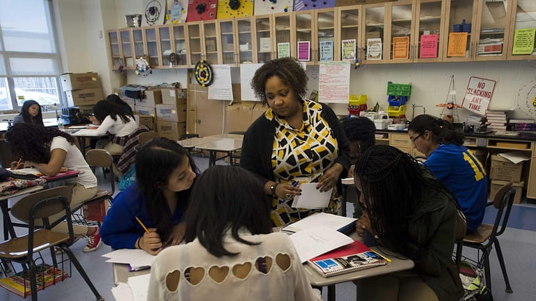 Roosevelt High School AP teacher Yolette Wright keeps her students...