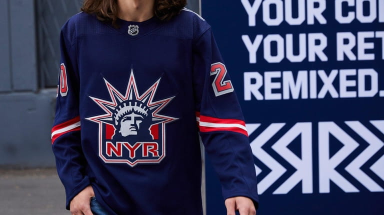 The Rangers' "reverse retro" jersey for the 2020-21 NHL season,...