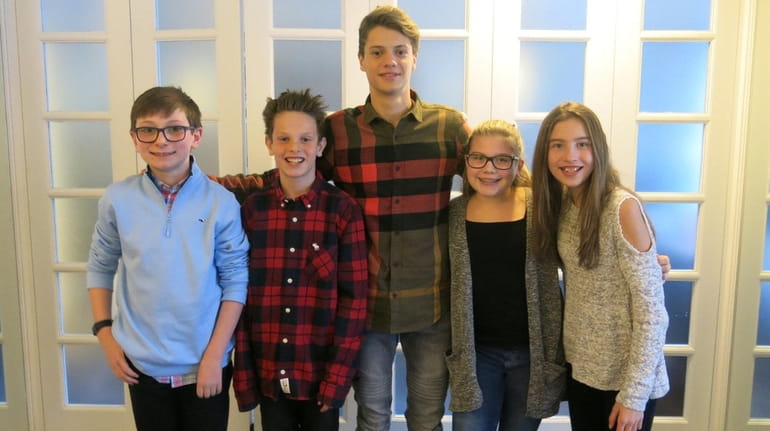 Actor Jace Norman with Kidsday reporters, from left, Thomas Jablonsky,...