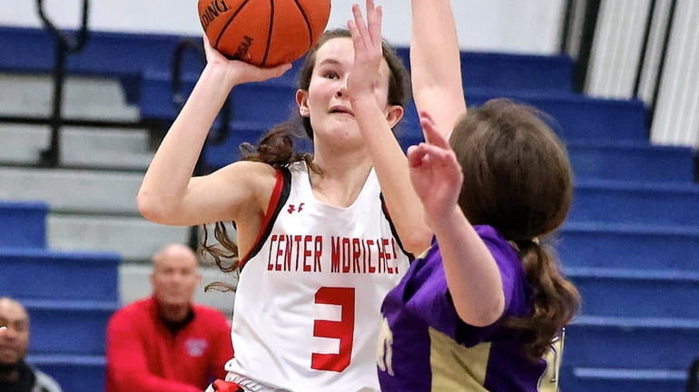 Center Moriches guard Emma Morris goes up for the layup...