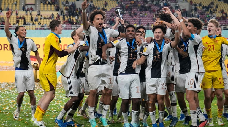 Team Germany celebrates after winning the U-17 World Cup final...