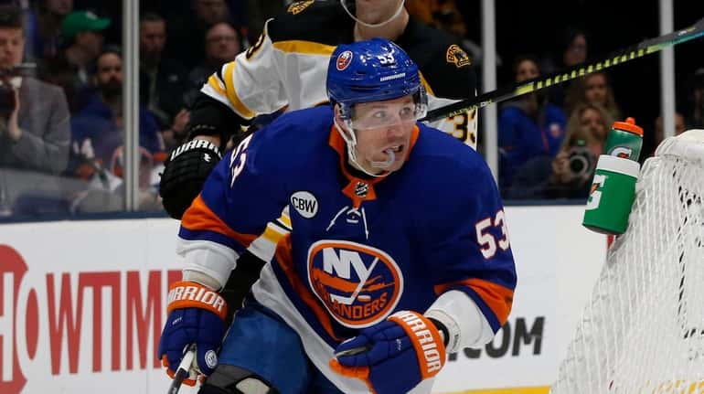 Casey Cizikas #53 of the New York Islanders skates in...