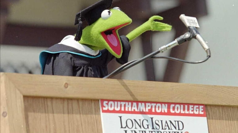 Kermit The Frog addresses the graduates at Southampton College of...