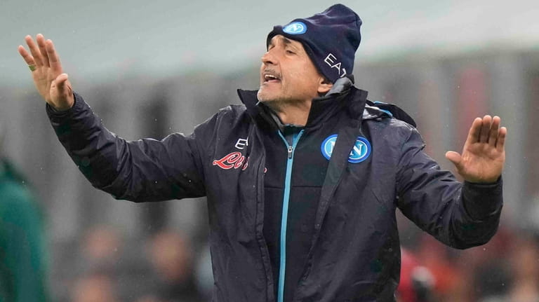 Napoli's head coach Luciano Spalletti gestures during the Champions League...