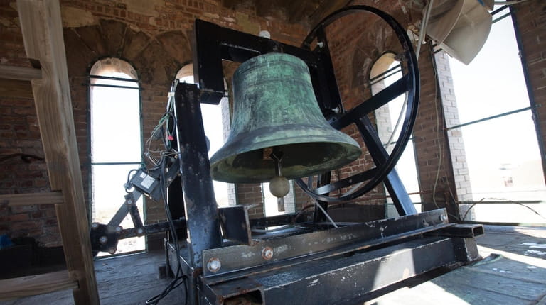 The bell in the tower of the Congregational Church of...