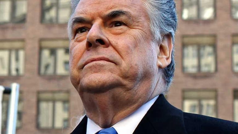 Rep. Peter King in front of One Police Plaza in...