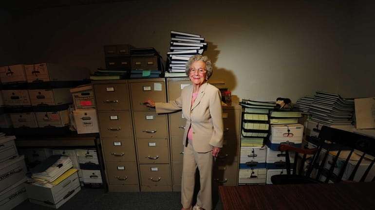 Helen Salerno Dejana, 89, at the office where she has...
