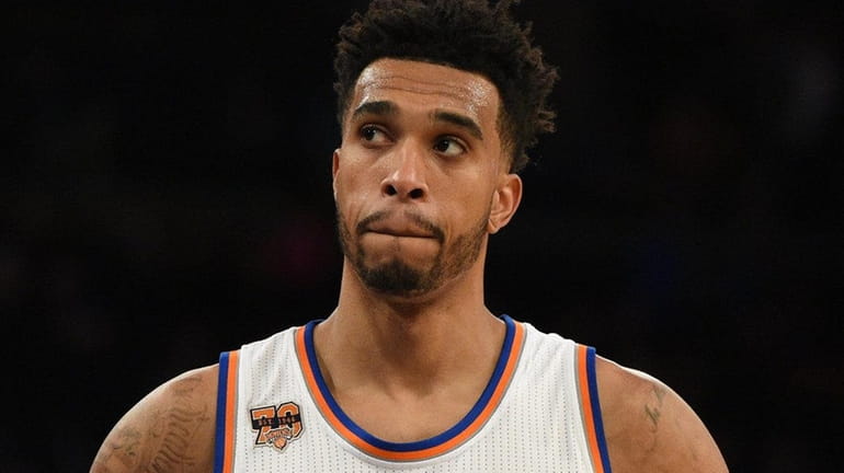 New York Knicks guard Courtney Lee looks on against the...