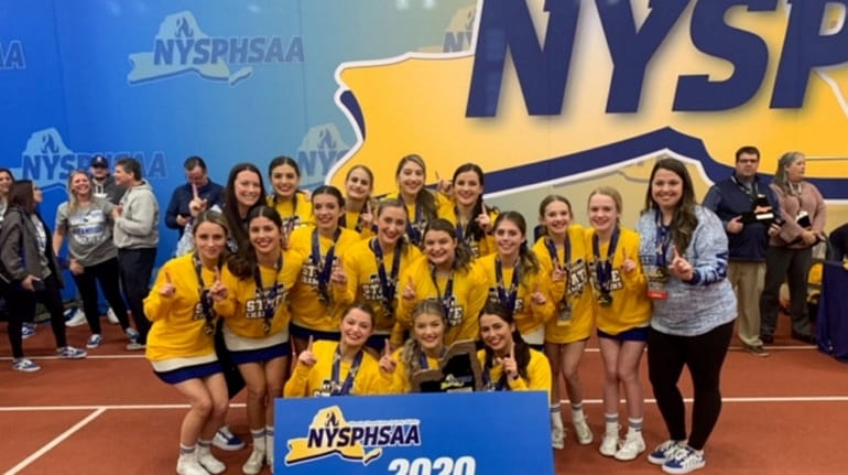 Hauppauge team cheer state championship from the 2020 championship competition.