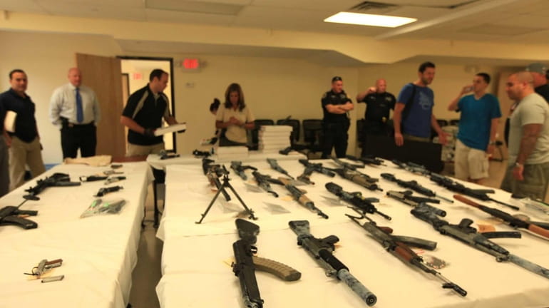 Here is another view of the weapons seized as Yonkers...