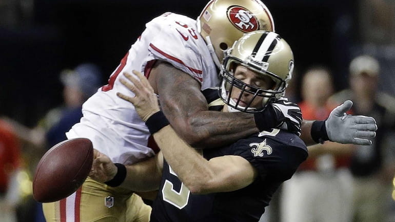 New Orleans Saints quarterback Drew Brees is sacked by San...